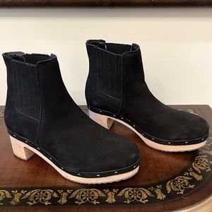 LOFT Black Ankle Boots with Tan Soles